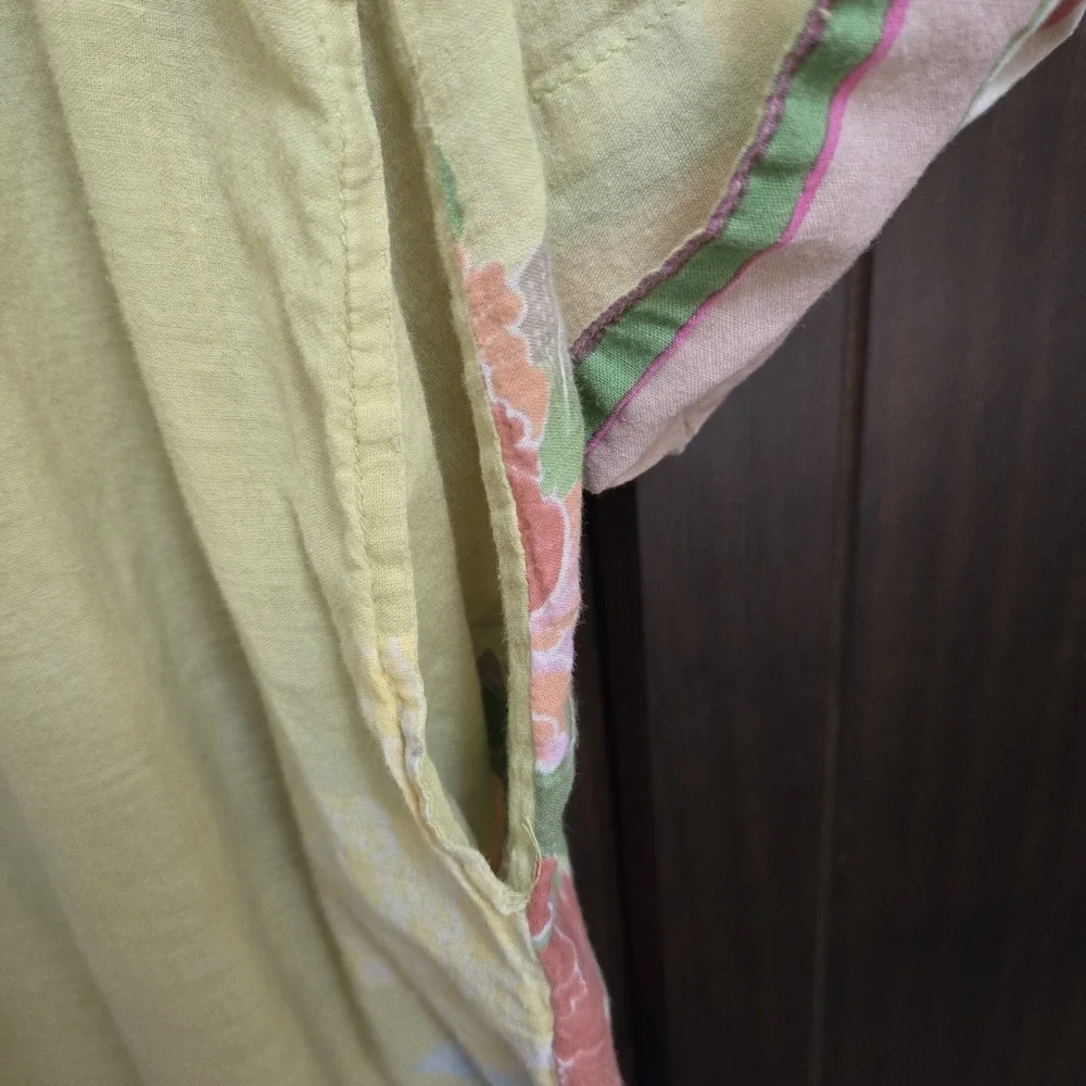 Sundance Floral Pintuck Pleated Button Up Tunic Top Boho Airy Artsy‎ Pockets L - Picture 11 of 16